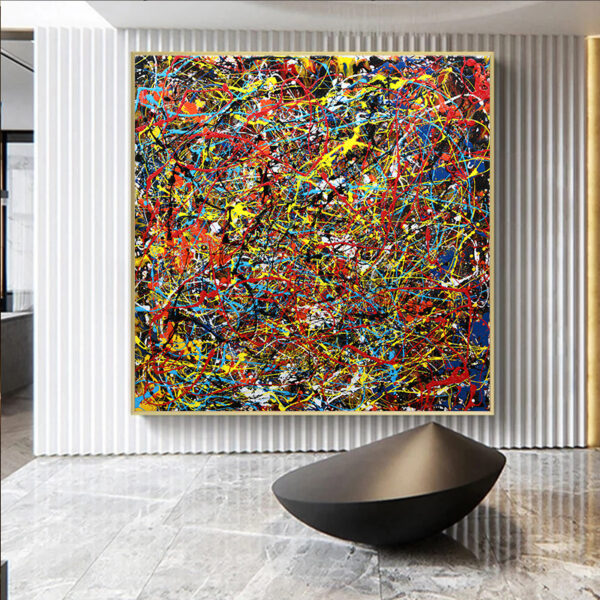 Abstract Colorful Lines Graffiti Canvas Painting For Home - Image 3