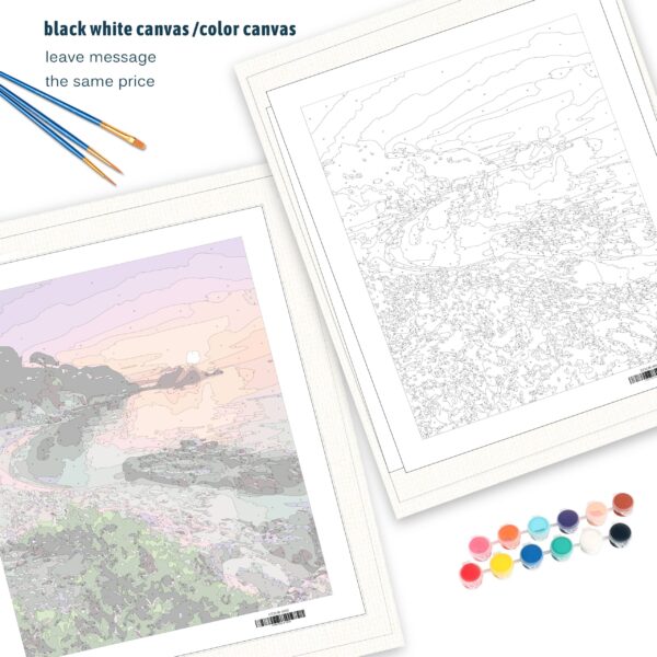 Lotus Flower Picture By Number Drawing On Canvas, Set Of 3 - Image 4