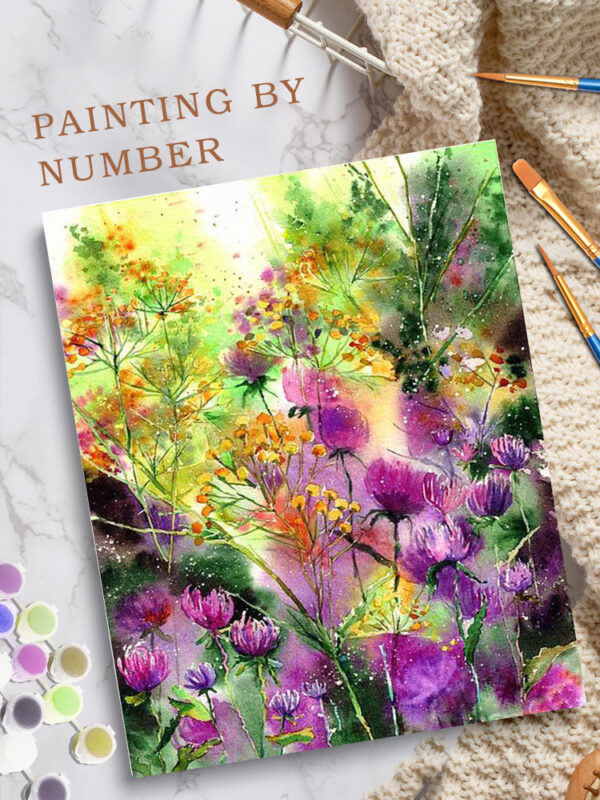Flower Wall Art Oil Painting By Number Drawing Canvas - Image 2