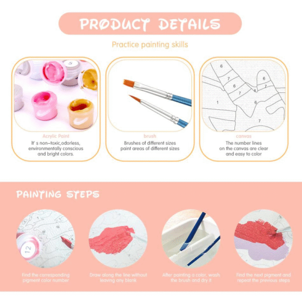 DIY Numbers Painting Kit, Cute Girl With Long Hair - Image 2